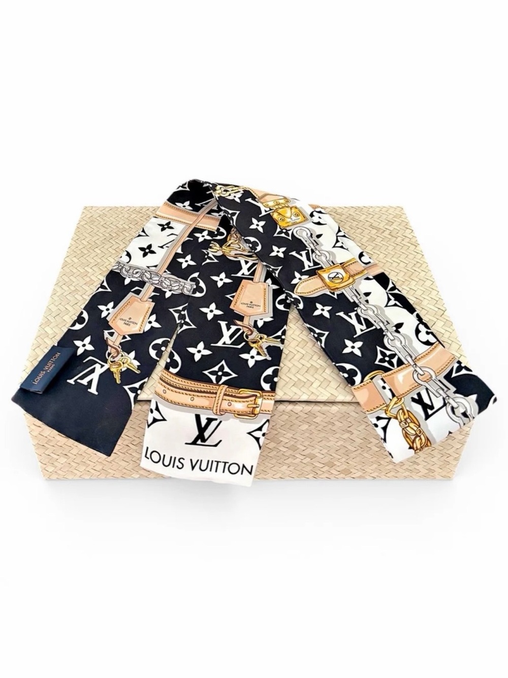 Louis Vuitton Black, White & Gold Monogram Silk Bandeau